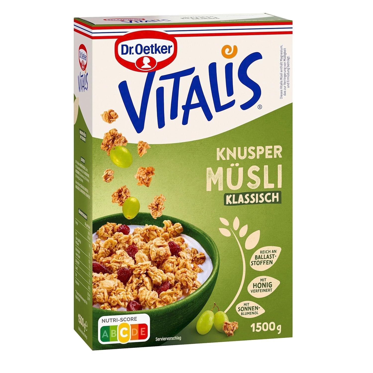 Dr. Oetker Vitalis Crunchy Honeys: Honey Crunchy Müsli til morgenmad og snacks, 5 stk. (5 x 600 g)