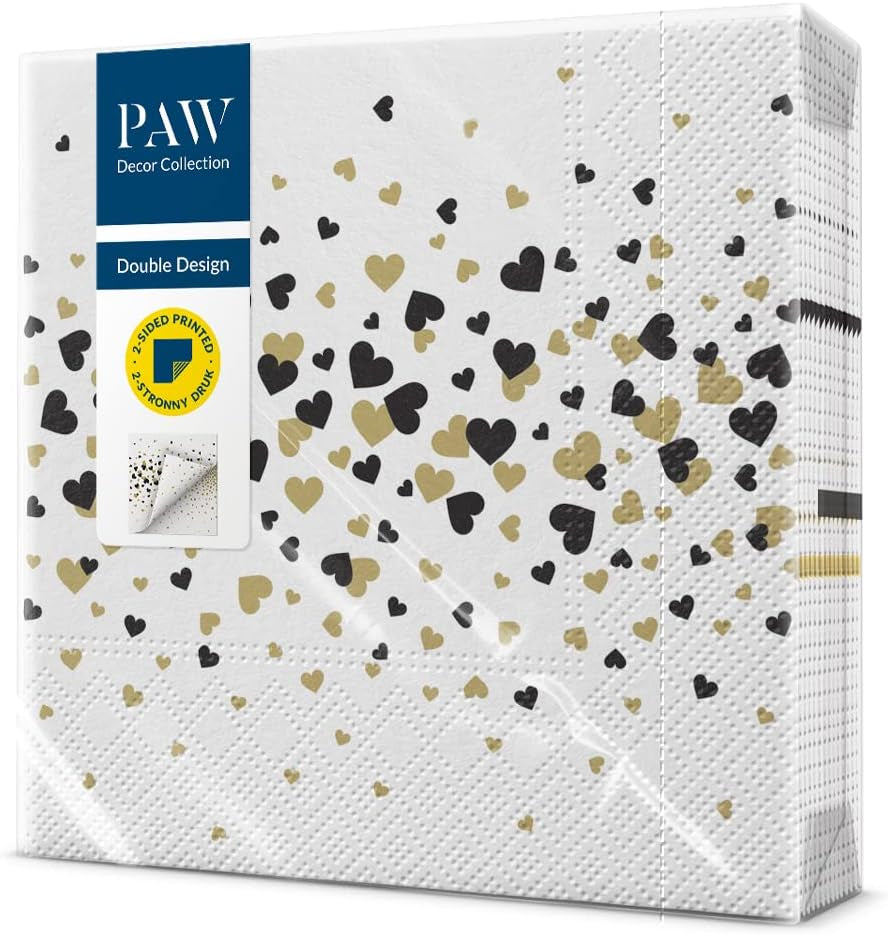 PAW - Șervețele față-verso 3 straturi (33 X 33 cm) I 20 bucăți I Perfect pentru zile de naștere, petreceri, nunți, comuniuni, sărbători I Decorațiuni de masă imprimate pe ambele părți - Flori boho păsări I Baloane dungate