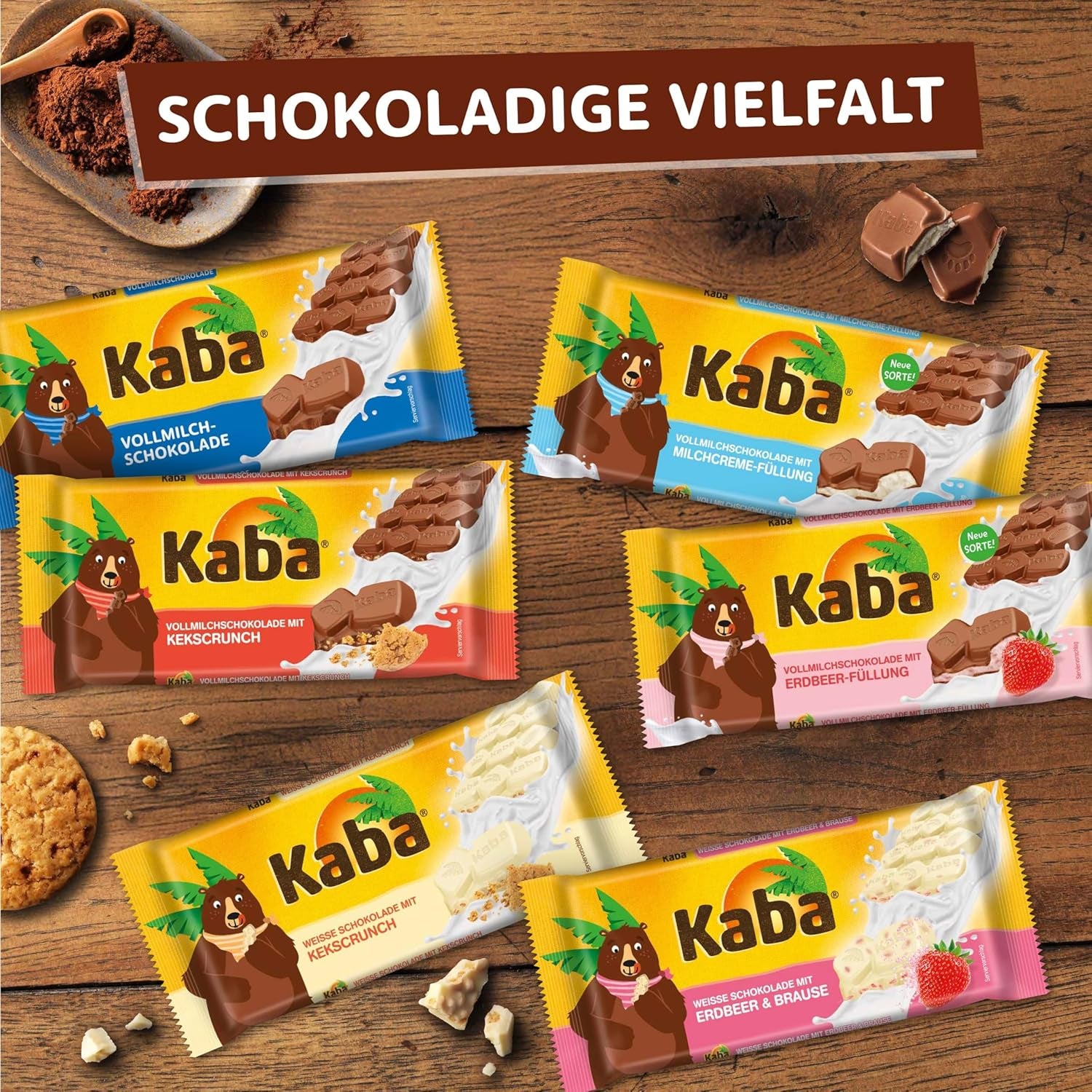 Kaba sødmælk og mælkeflødechokolade, fyldt chokoladebar, 90g bar, smelte-i-mund-chokolade med let mælkecreme og Kaba original smag