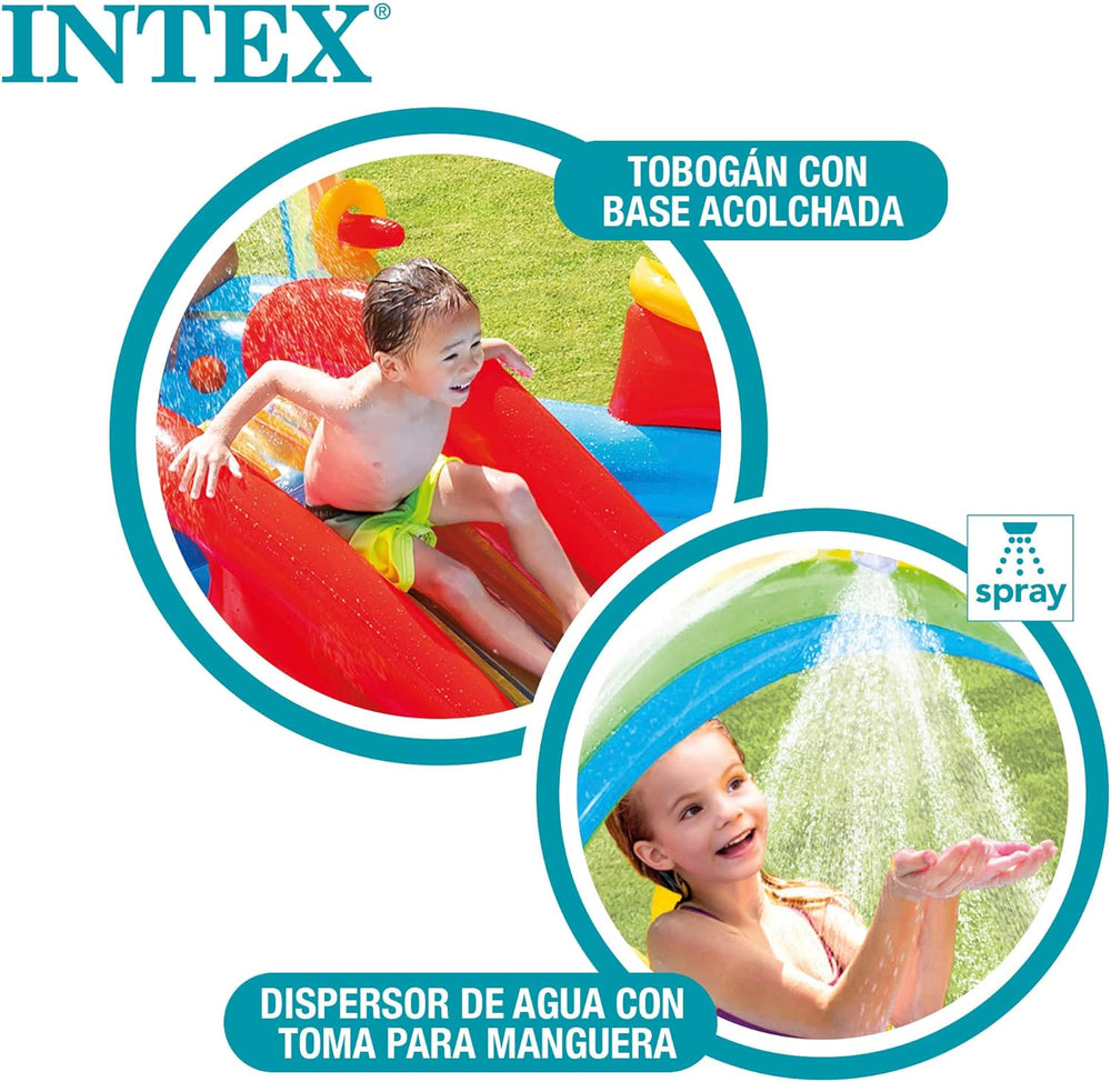 Intex Rainbow Ring Legecenter - Børnebassin over jorden - Børnebassin - 297 x 193 x 135 cm - Til 3+ år 57453NP Multicolor 297x193x135 cm