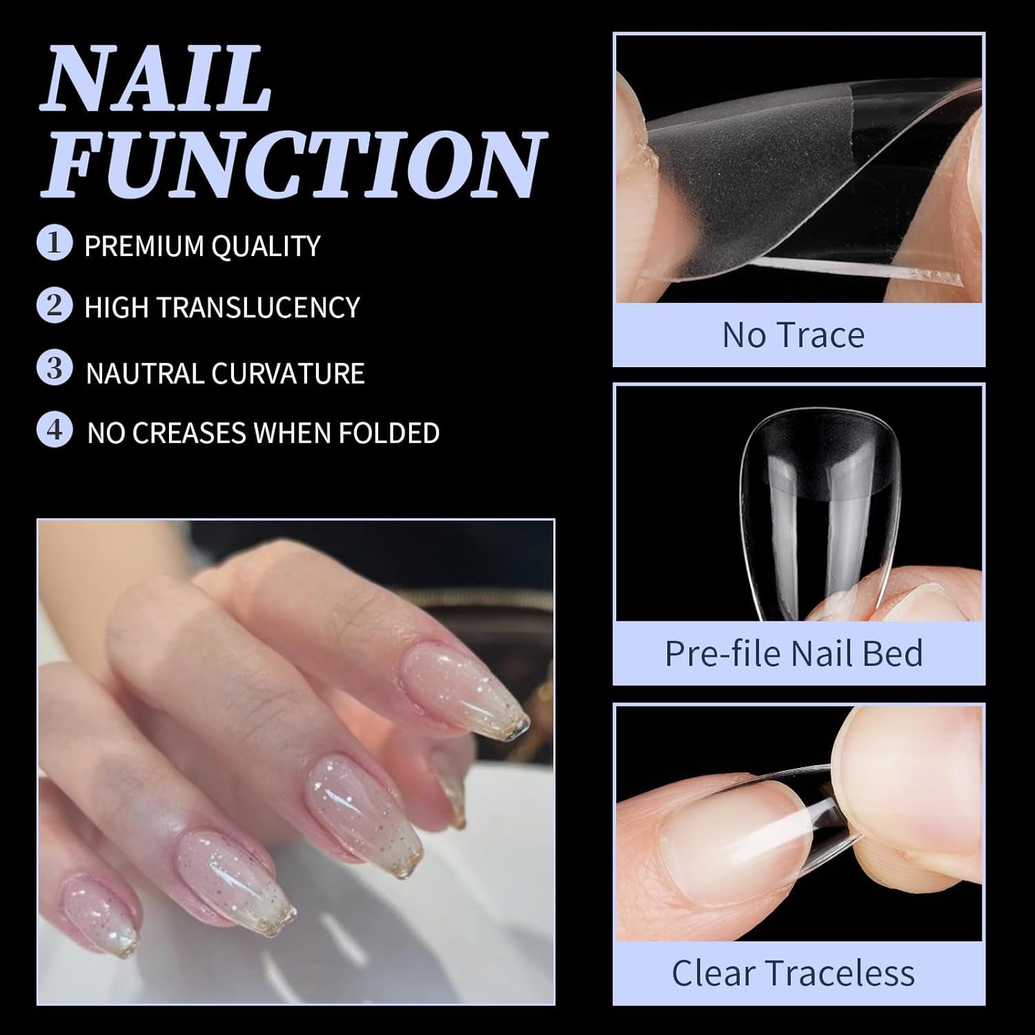 Unghii artificiale scurte, 500 bucăți gel moale acoperire completă vârfuri de unghii pentru unghii cu gel 12 mărimi vârfuri de unghii pre-lustruite pentru unghii cu gel, unghii artificiale scurte sicriu pentru extensii de unghii cu cutie