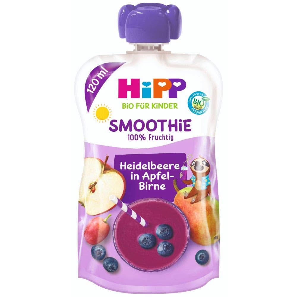 Hipp BIO Smoothie med æbler, ferskner, bananer med havredrik, 120 ml, pakke med 6 (6 x 120 ml) Mor og barn Naty Shop 6 x 120 ml Æbler og pærer