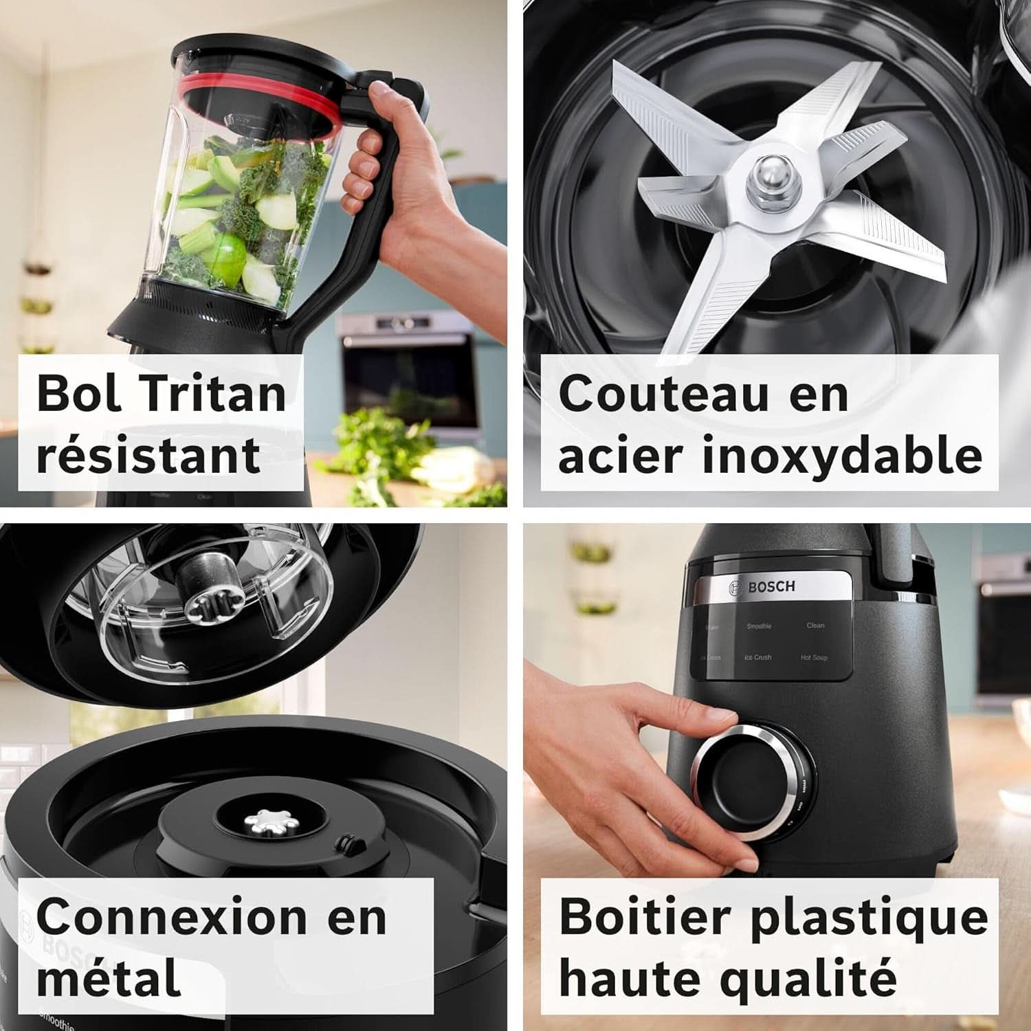 Vitapower Standmixer, serie 6, 1.800 W, 6 programmer, Prospeed Klingen, Tritan™-Krug, Schwarz, MMB6652B Kitchen Naty Shop