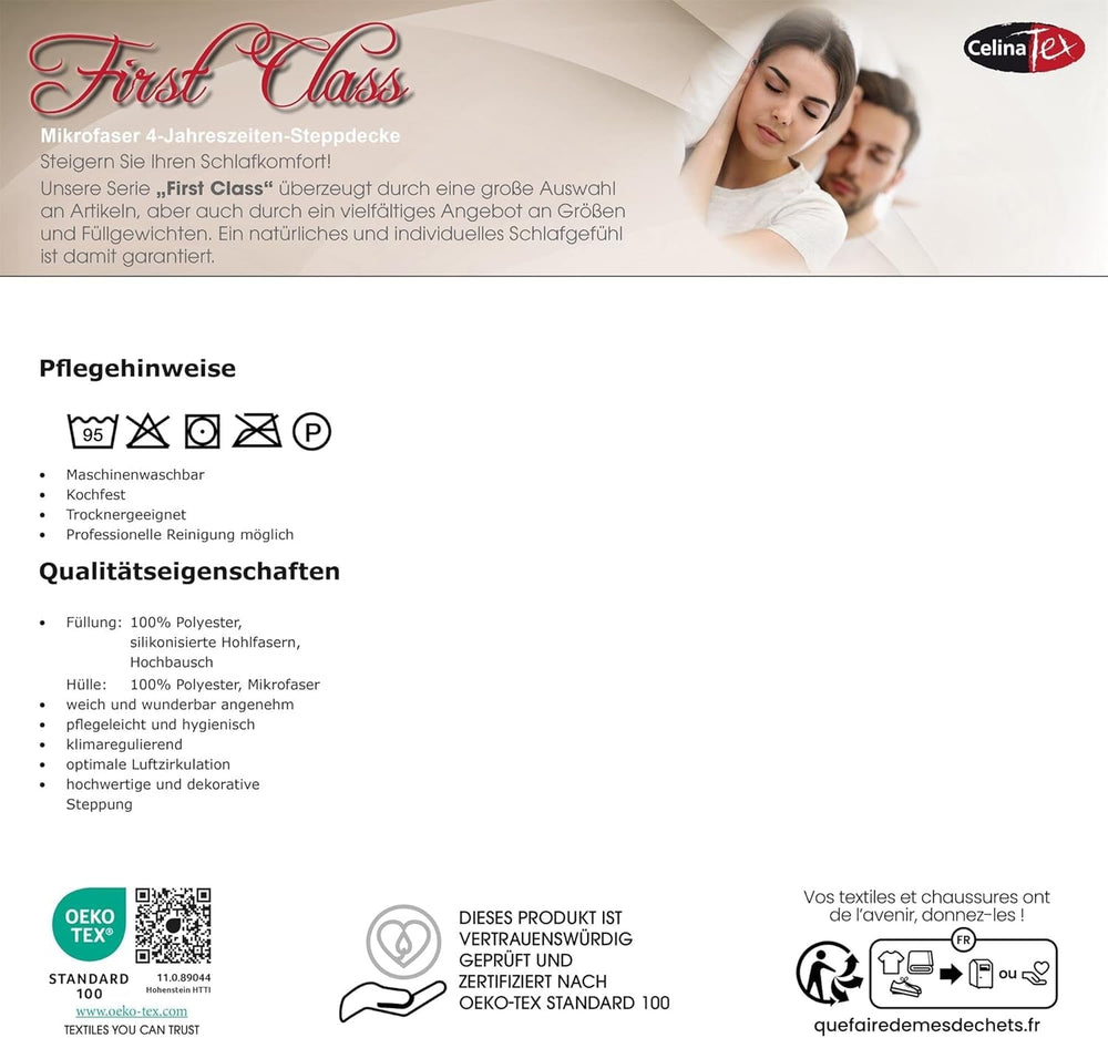 Celinatex First Class 4 årstider dyne 140 X 200 Cm vinter sommer åndbar dyne Dyner og dyner Naty Shop