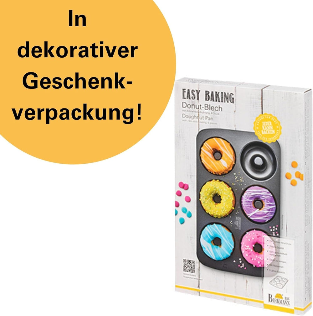 Birkmann, Easy Baking, Donutblech, Backform Für 6 Donuts, Mit Hochwertiger Antihaftbeschichtung, Ø 9 Cm, Mit Rezept, 881631 Forme og bakker til bagning Naty Shop