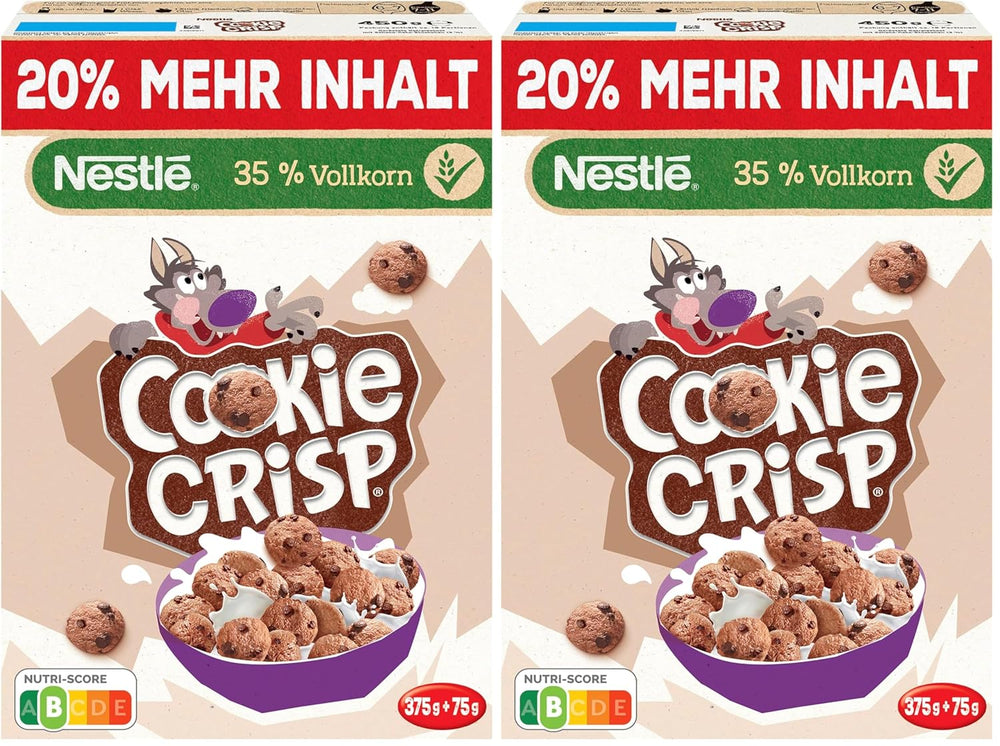Nestlé Cookie Crisp (+20%), fuldkorns-morgenmadskiks til børn, pakke med 1 (1x450 g)
