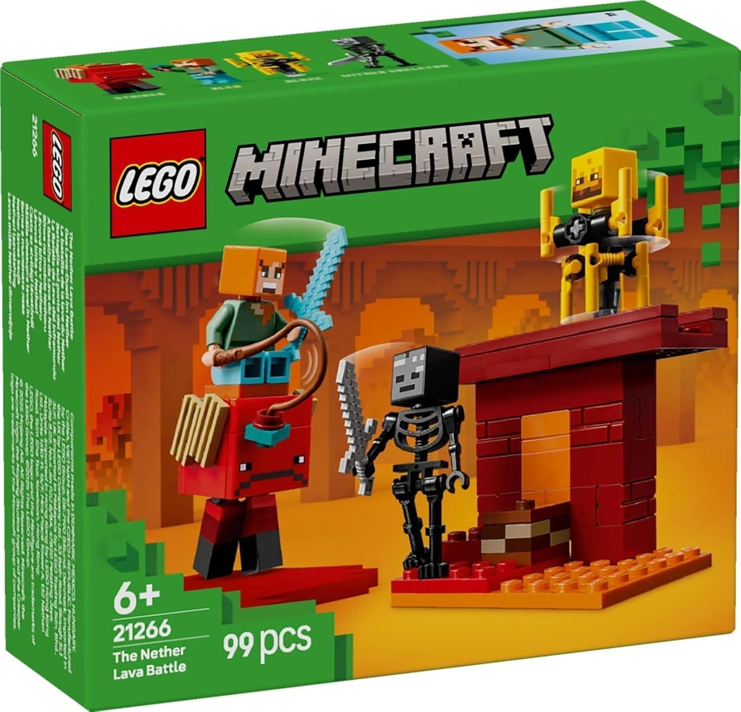 LEGO Minecraft Lava Duel of the Deep, Legetøj til videospilfans, fæstning med minifigurer inklusive Alex, Skeleton Wither, Lohe og Strider, Gave til piger og drenge 6 år 21266 Byggesæt Beuche den LEGO-Store