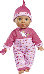 Simba 105140060 - Laura Kitzel Baby, Weichkörperpuppe mit Regenbogenstrampler, power 25 Babylute, 38cm, Babypuppe ab 2 Jahre