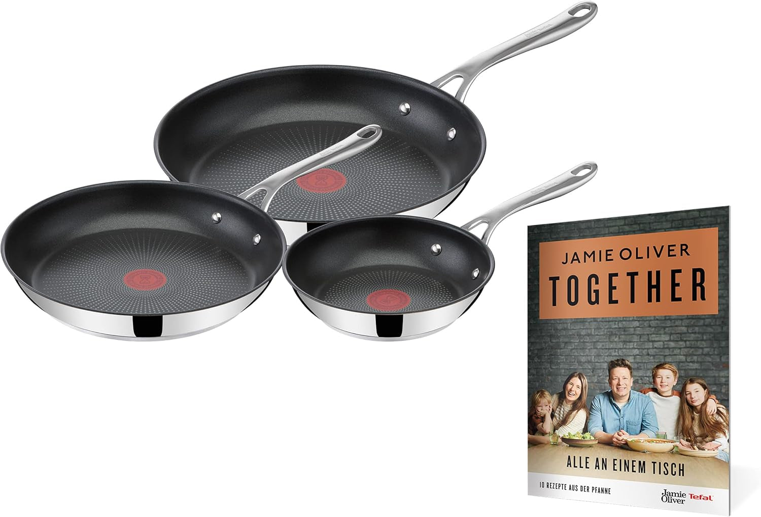Tefal Jamie Oliver Cook'S Direct, antiaderentă, potrivită pentru inducție, rezistentă la cuptor Oale si Tigai Naty Shop Cu broșura de rețete „Împreună” 20, 24, 28 Cm
