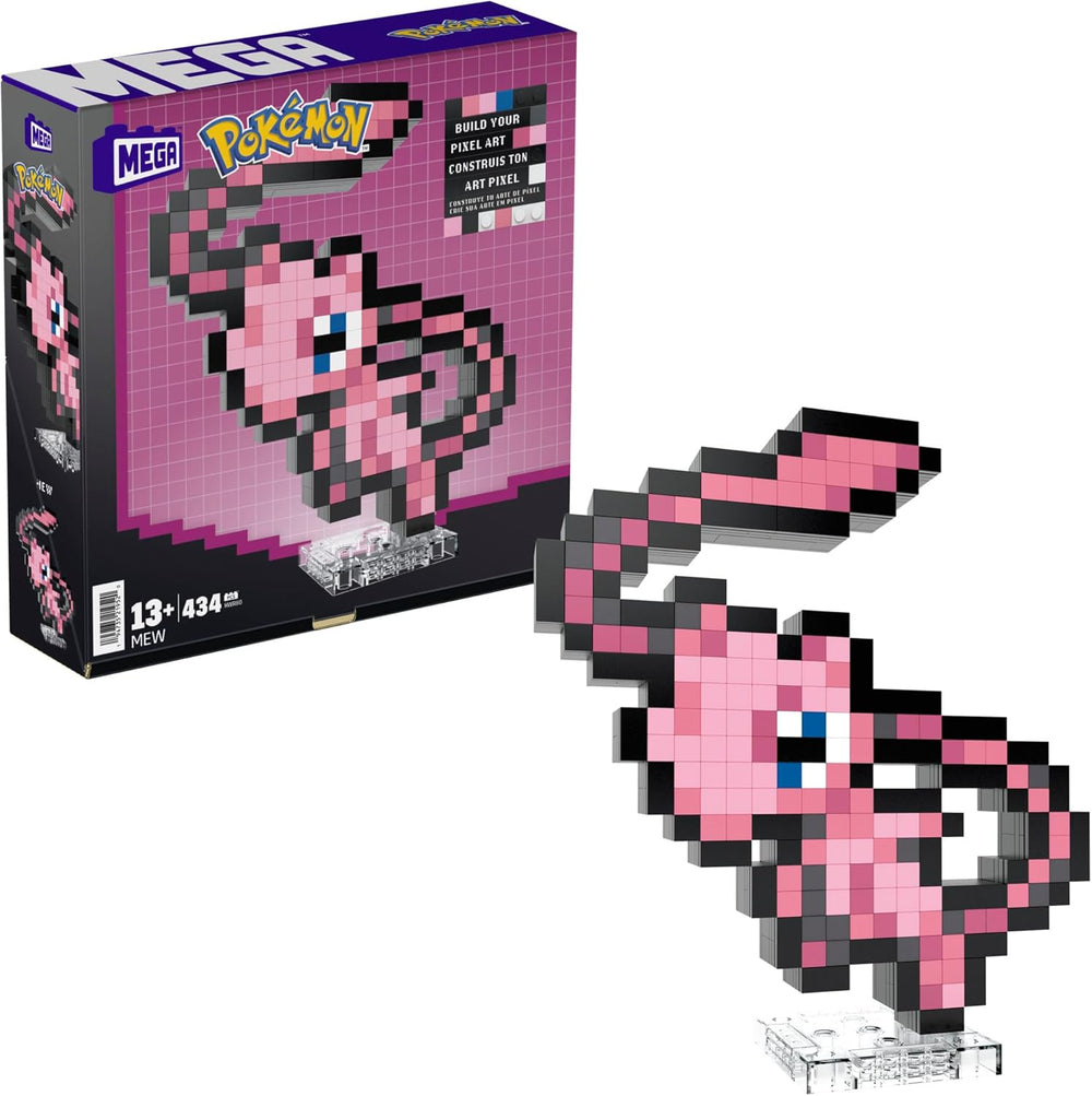 MEGA Pokémon Schiggy - sammenbygget figur i retro-look, Pixel Art, 15 cm stor, inklusive Basis zur Wallmontage, for Erwachsen og erfahren Sammler, HTH77