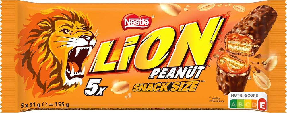 Mælkechokoladeovertrukket jordnøddechokoladebar, lækkert karamelfyld, jordnødder og sprød oblat, bulk slikpakke, 1 pakke (5 x 31 g)