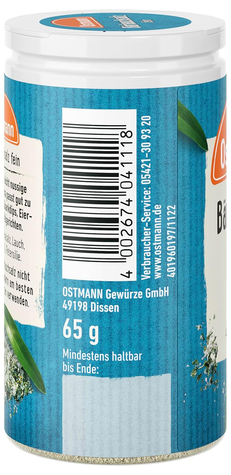 Ostmann Gewürze - Bärlauchsalz | Ideel til Herzhaften Gemüse eller Fleischgerichten Recyclebare, nachfüllbare Streudose | 65 g i Streuer
