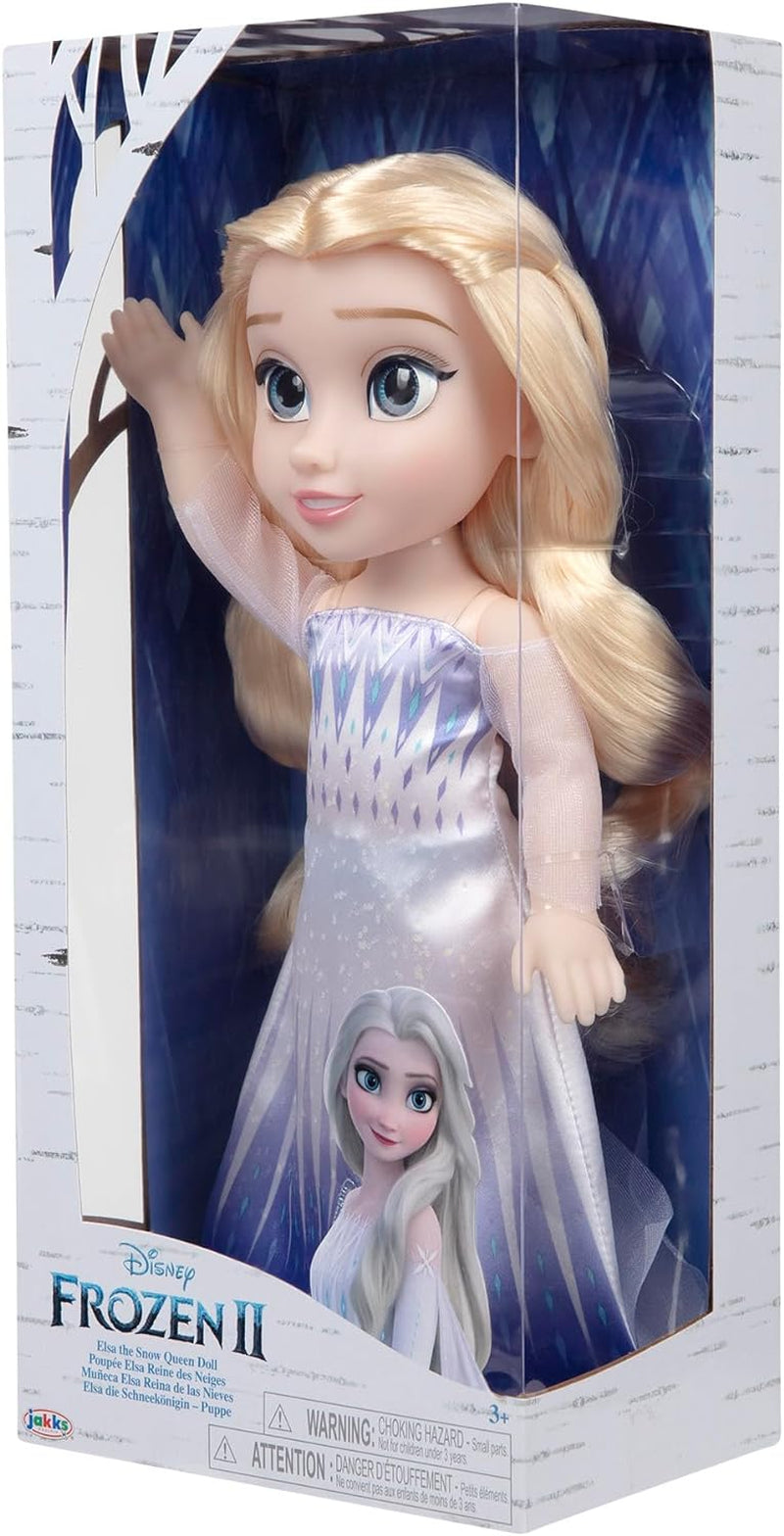 Disney Frozen 2 ELSA The Snow Queen Doll - 35 cm høj, bevægelig dukke i ikonisk modekjole og langt, svævende hår for ekstra leg, for piger fra 3 år og opefter, 214894 Naty Shop Dolls