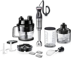 Bosch Stabmixer Ergomaster Serie 6 MSM6M810, Einhändig Bedienbar, 10 Jahre Motorgarantie, Edelstahl-Klingen, Verschleißfreie Keramik-Kupplung, Luftkühlung, Quattroblade, Mixbecher, 1200 W, Edelstahl Kitchen Naty Shop 7-In-1, 10000