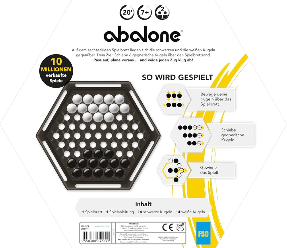 Asmodee, Abalone, familiespil, strategispil, 2 spillere, 7+, 20+ minutter, tysk