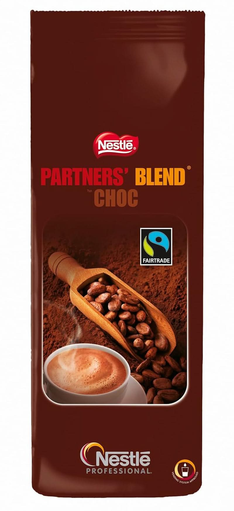 NESTLÉ Partners' blandingstype Choc, Kakao-drikpulver til salgsautomater, 1 pakke (1 pose X 1 kg) Kakao og varm chokolade Naty Shop