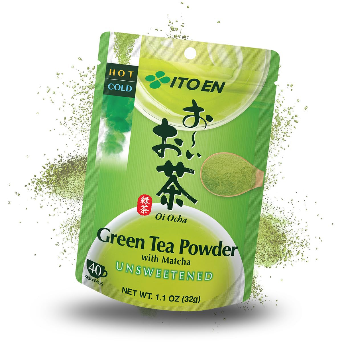 ITO EN Oi Ocha Ceai verde instant în pudră cu matcha – Ceai verde matcha neîndulcit din Japonia – 1 x 32 g