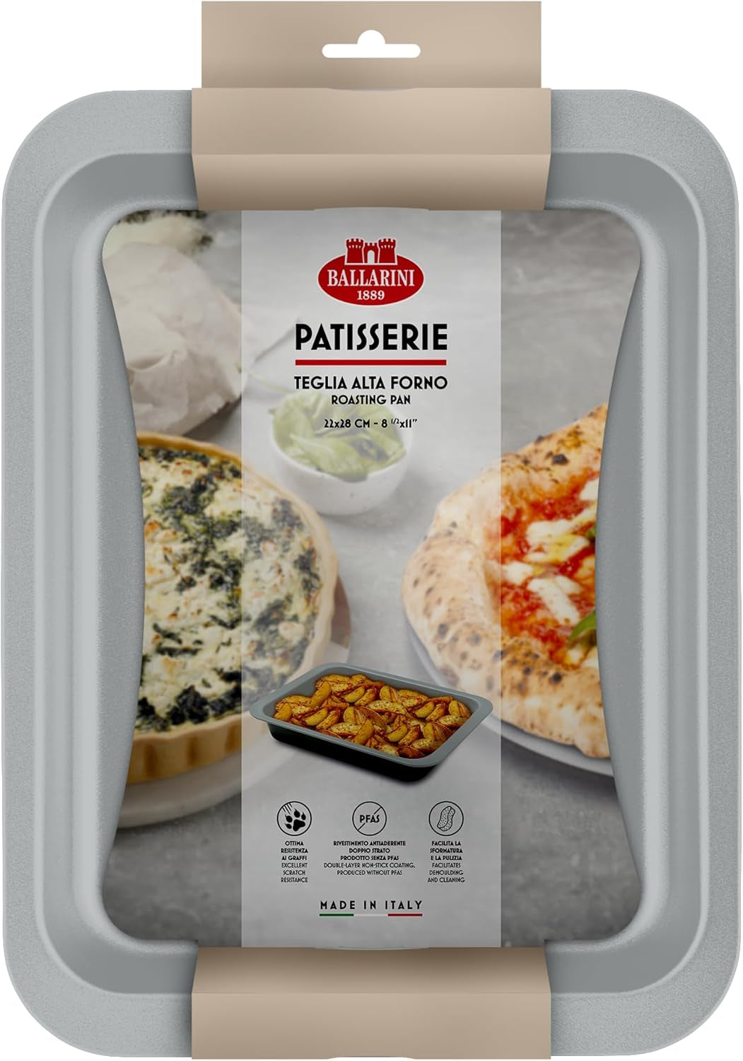 Ballarini, Bradepande, forskellige modeller Forme og bageplader Naty Shop Grå Høj ovnplade 22 x 28 cm