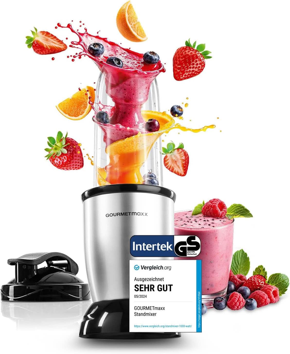 Gourmetmaxx Mr Magic Blender, Smoothie Maker med Xxl Naty Shop tilbehørspakke