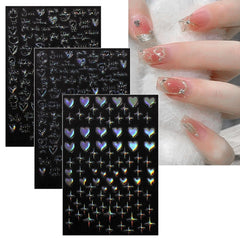 Jmeowio Nagelsticker Aurora Geometrisch 12 Blatt Nail Art Sticker Selbstklebend Nagelaufkleber Bunt Dekoration Nageldesign Zubehör