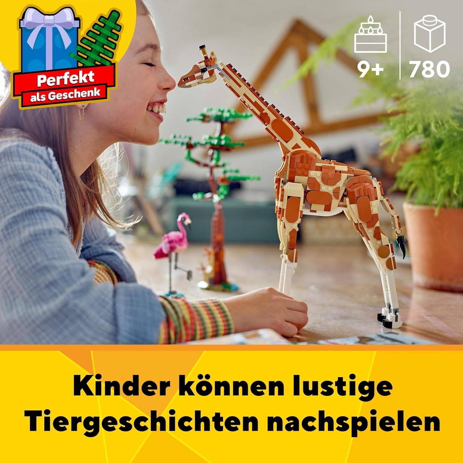 LEGO Creator 3In1 Animal Safari, kreativt sæt med dyrefigurer, 3 byggemuligheder: Legetøjsgiraf, gazelle og løve, legetøjsdyr til piger og drenge, naturgave til børn i alderen 9+ 31150 Byggesæt Beuche den LEGO-Store
