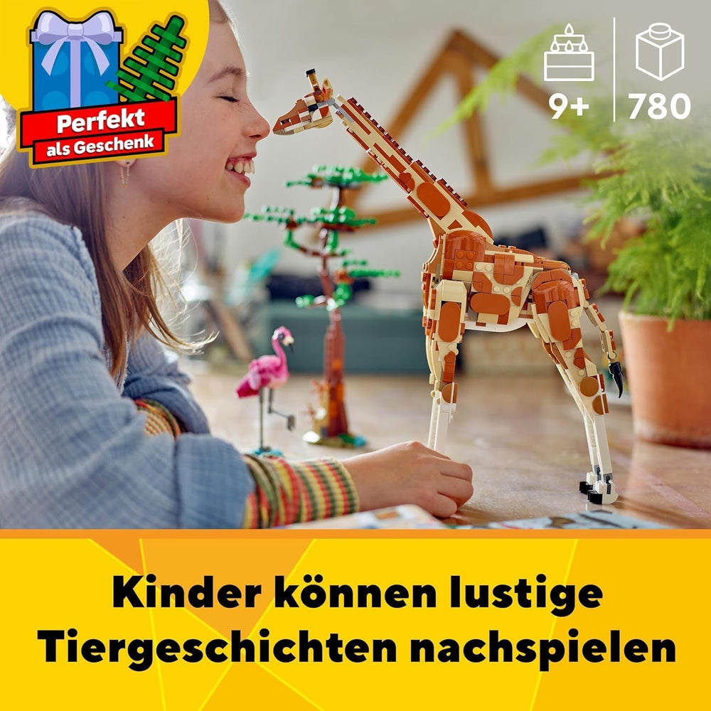 LEGO Creator 3In1 Animal Safari, kreativt sæt med dyrefigurer, 3 byggemuligheder: Legetøjsgiraf, gazelle og løve, legetøjsdyr til piger og drenge, naturgave til børn i alderen 9+ 31150 Byggesæt Beuche den LEGO-Store