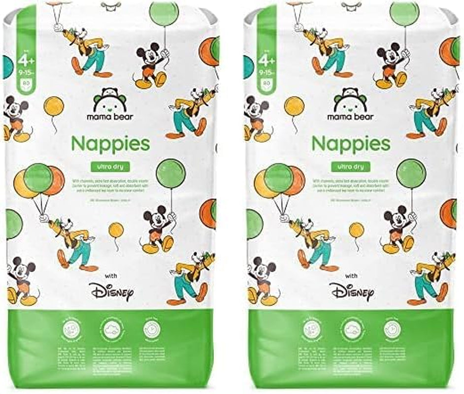 Amazon-mærke: Mama Bear Disney Ultra Dry Bleer, Størrelse 3 (4-9 kg) - Månedlig æske, hvid, 172 Antal (2 pakker af 86)