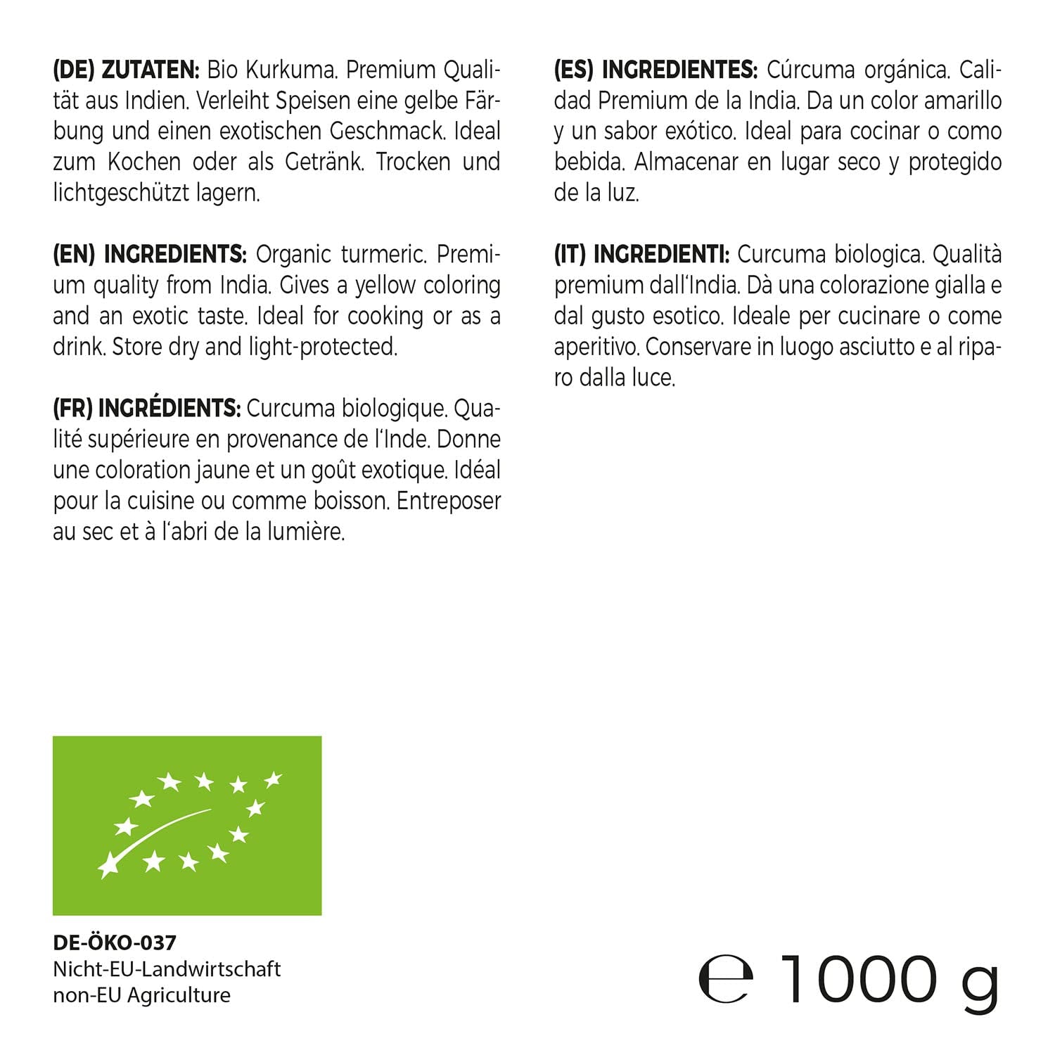 GreatVita Bio Gurkemejepulver, 1000g fintmalet, 100 procent naturligt