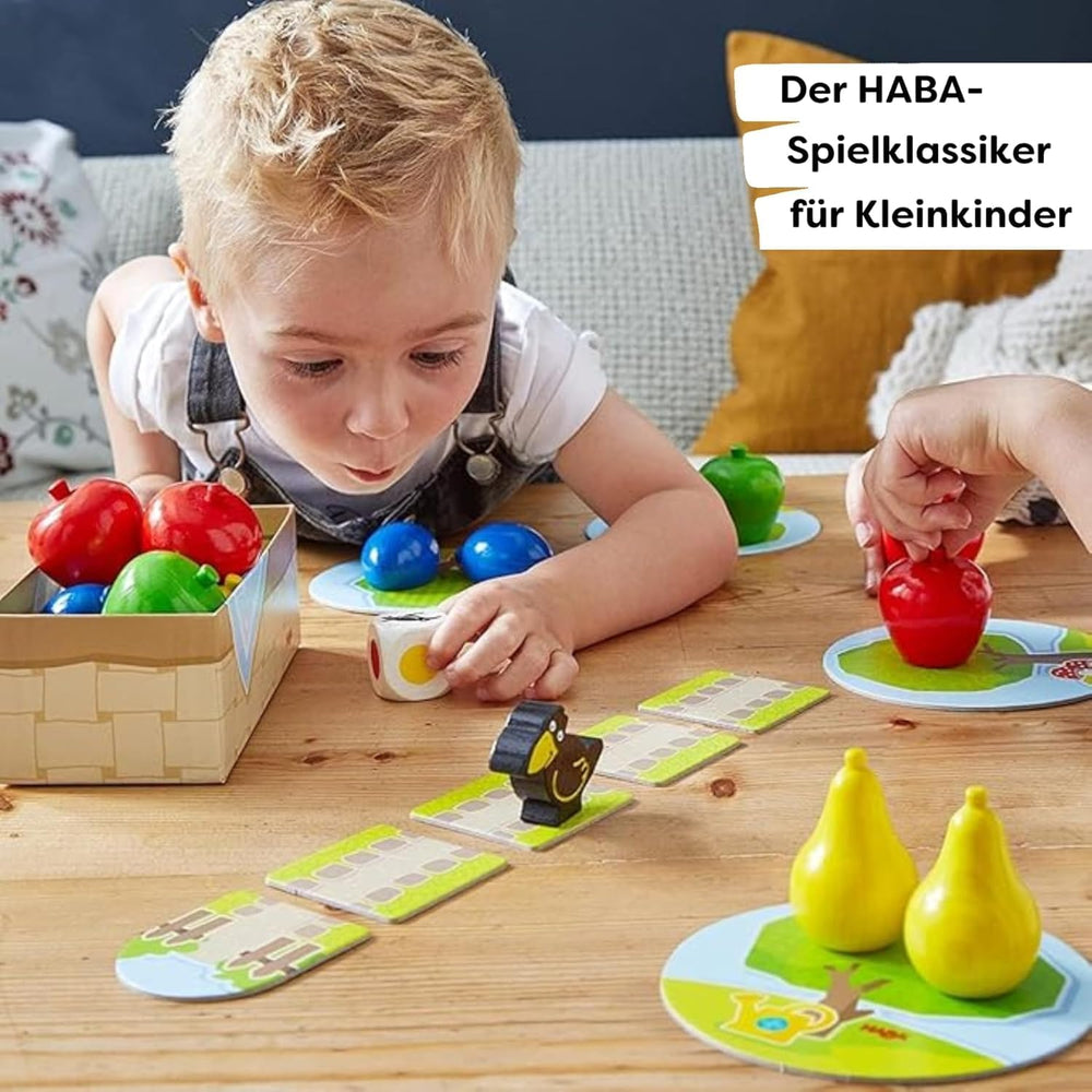 HABA First Orchard – My First Games: Bræt- og familiespil om farver og former, Klassisk trælegetøj til småbørn fra 2 år – 1004655001