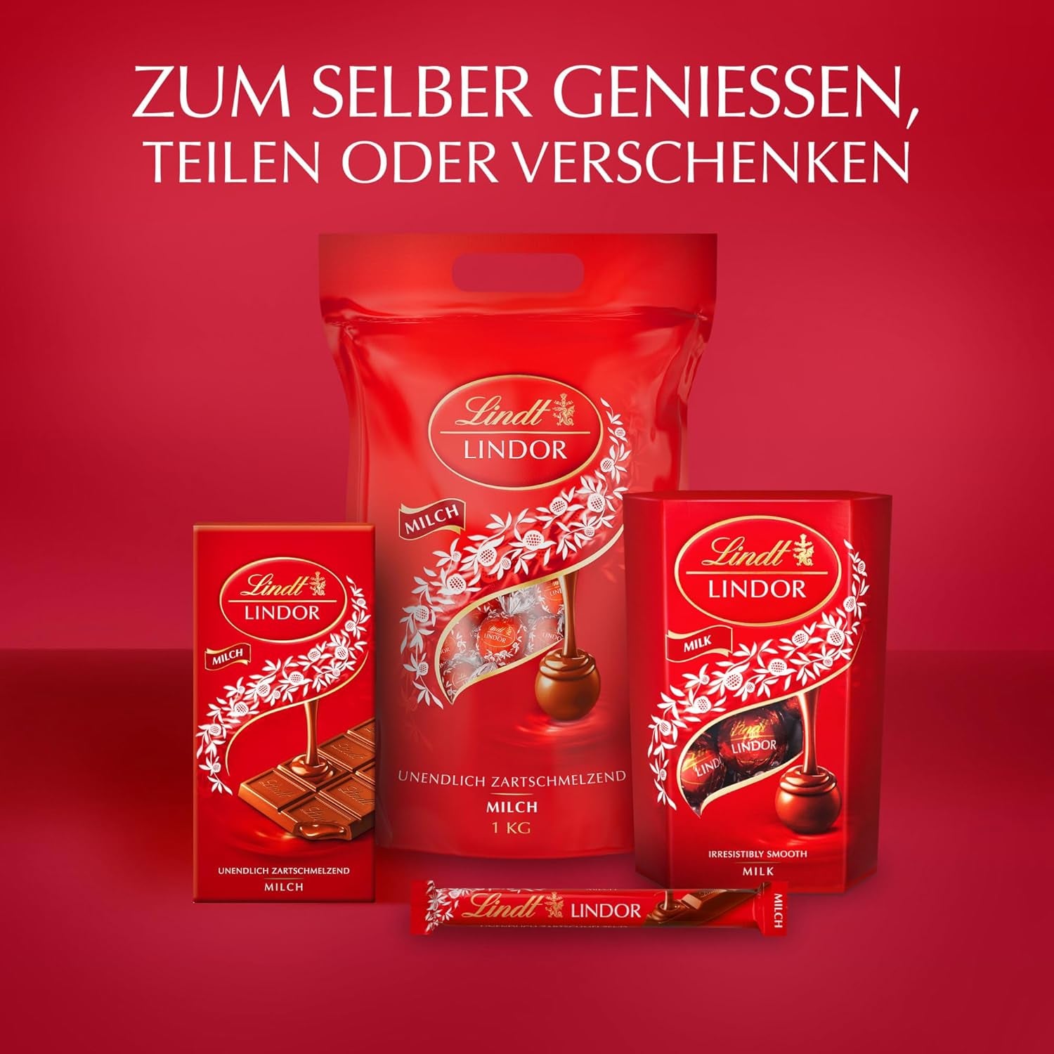 Lindt Chokolade | Mælkechokolade kegle LINDOR | 500g | 38 mælkechokoladekugler med smelte-i-mund-fyld | Chokolade gave
