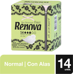 Renova Primele Comprese Normale Cu Aripi | 14 Comprese | Ultra Subțiri Și Super Absorbante