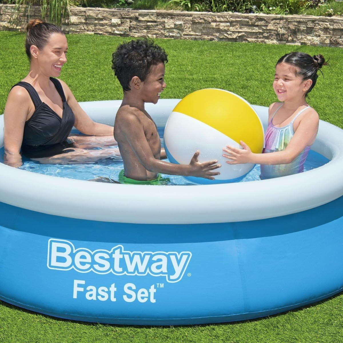 Overjordisk pool Bestway Fast Set uden pumpe, Ø 183 x 51 cm, blå, rund, 940 liter, TriTech materiale, selvsamlende, sikkerhedsventil, inkl. reparationsplaster