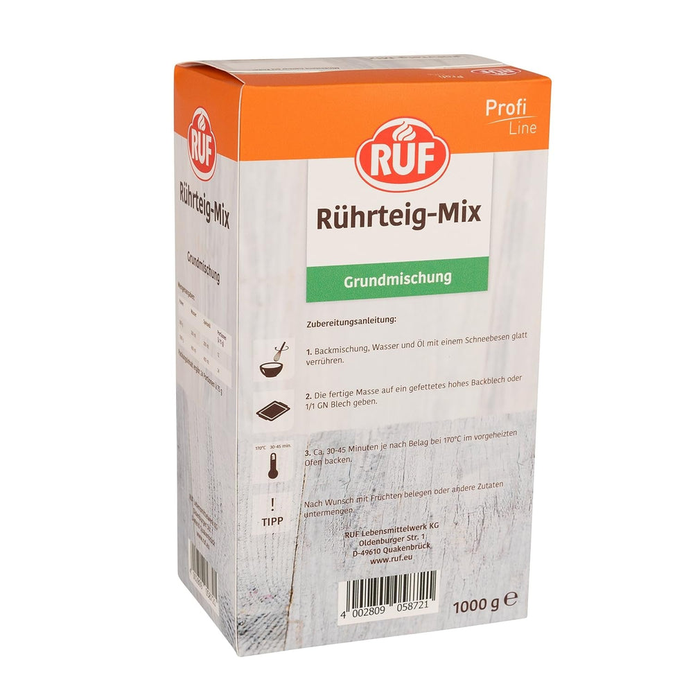 RUF Rührkuchen Backmischung, Nur Wasser & Öl Zugeben, Rezeptur Für Blechkuchen, Kastenkuchen, Muffins, Gugelhupf Und Tortenböden, 1X1000G Amestec pentru copt si gatit Naty Shop