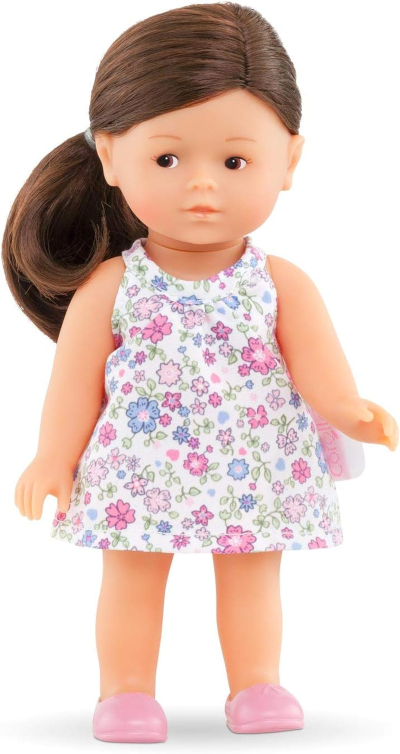 Corolle 9000240020 - Romy brunette Les Trends Mini Corolline 20 cm, fransk dukke med charme og vanilje duft, 20 cm