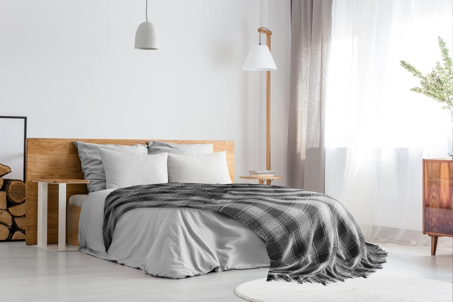 Frisco plaid, Genbrugsbomuld, Traditionel, Plaid, Til stol, sofa, sofa, plaid, tæppe, antracit, 127 X 152 Cm Senge og tæpper Emma Barclay