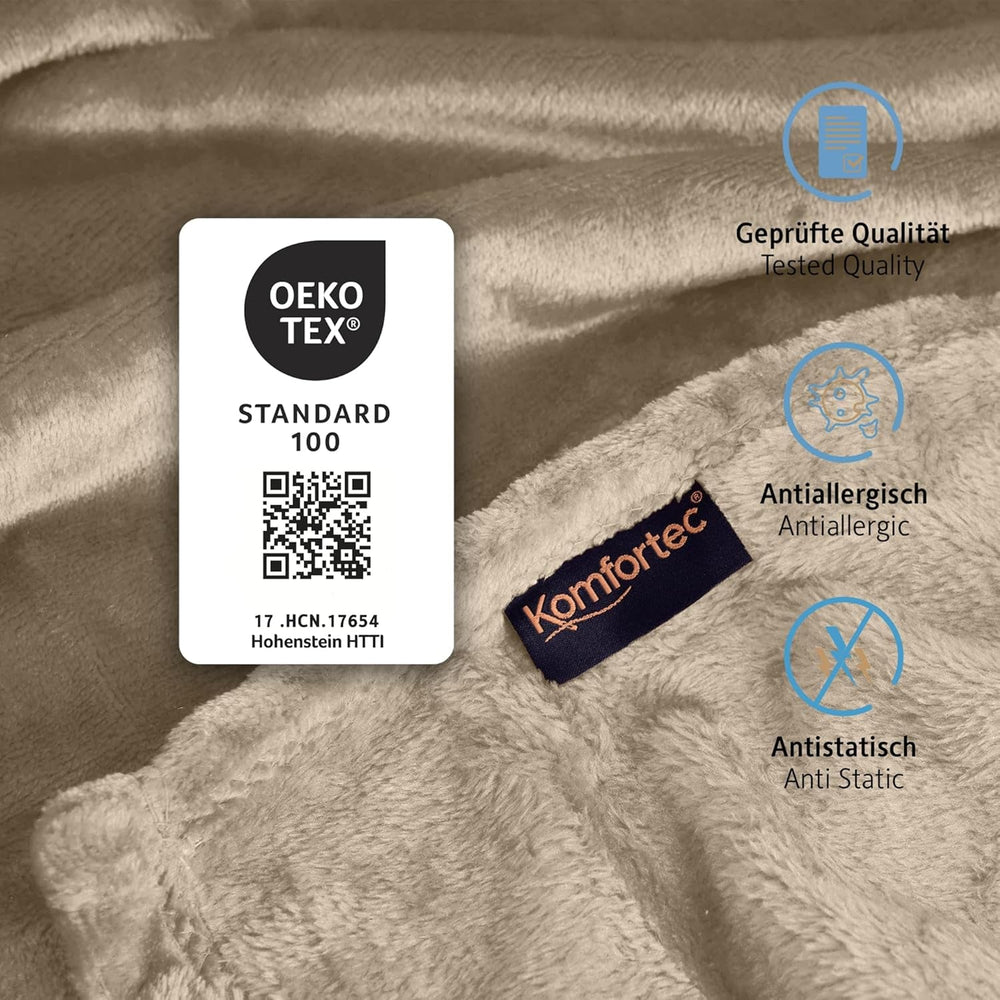 Komfortec fluffy tæppe, behageligt tæppe, fleece tæppe, Oeko-Tex certificeret, super blødt, 150X200 Cm, 260 G/M², beige Senge og tæpper Besuche den Komfortec-Store