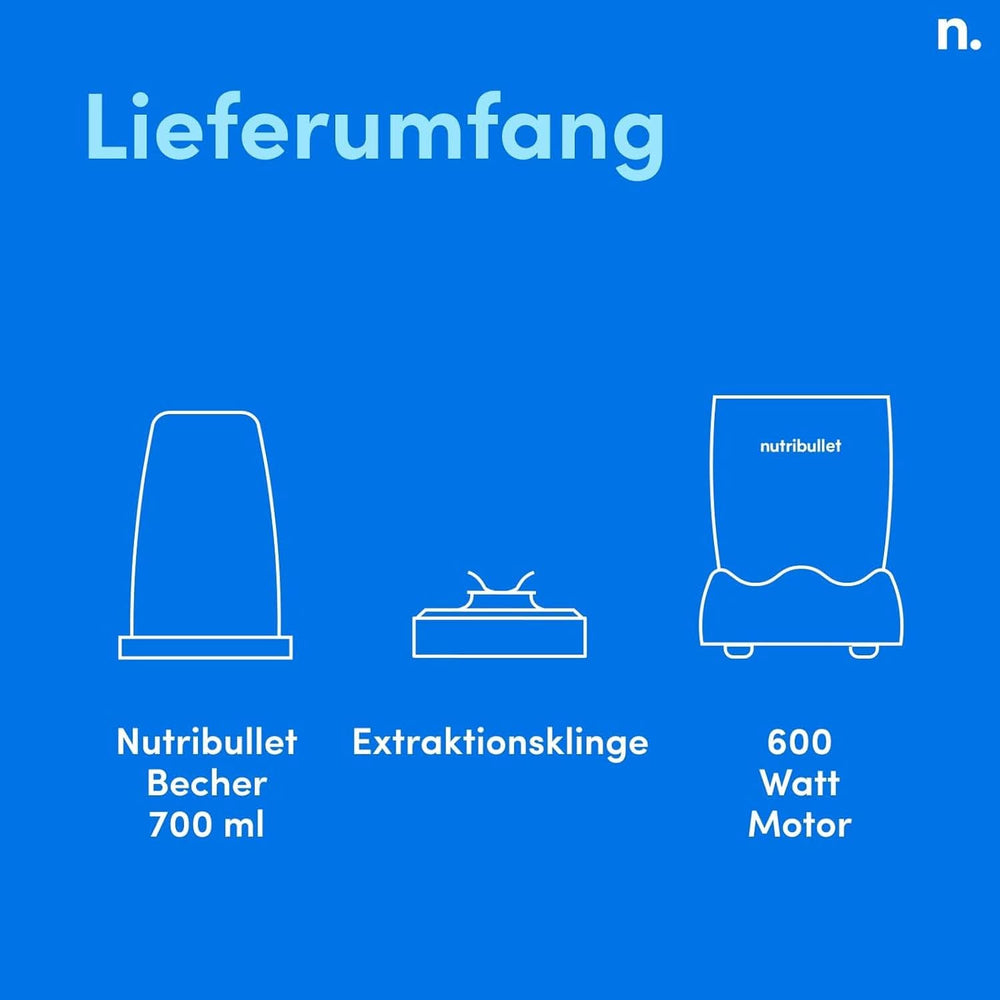 Nutribullet Original, Elektrischer Mixer, Zerkleinerer, Smoothiemixer, Smoothie Maker, 600 W Leistung, Einfach Und Schnell in Der Anvendung, Kompakt, Leicht Zu Reinigen, NB603DG Kitchen Naty Shop