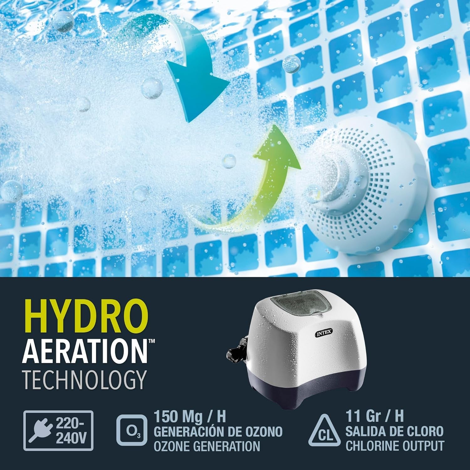 Intex Krystal Clear Ozon Salt Water Pool Rensesystem - Ingen kemisk klor (lugt), 28666