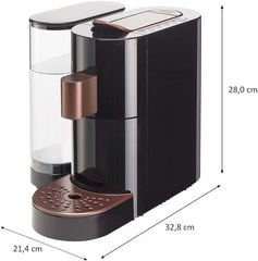 Espressor cu capsule K-FEE TWINS II pentru cafea, ceai și cacao | Espressor pentru cești mari | Încălzire rapidă | Rezervor de apă de 2,3 l | 19 bar | Negru-cupru