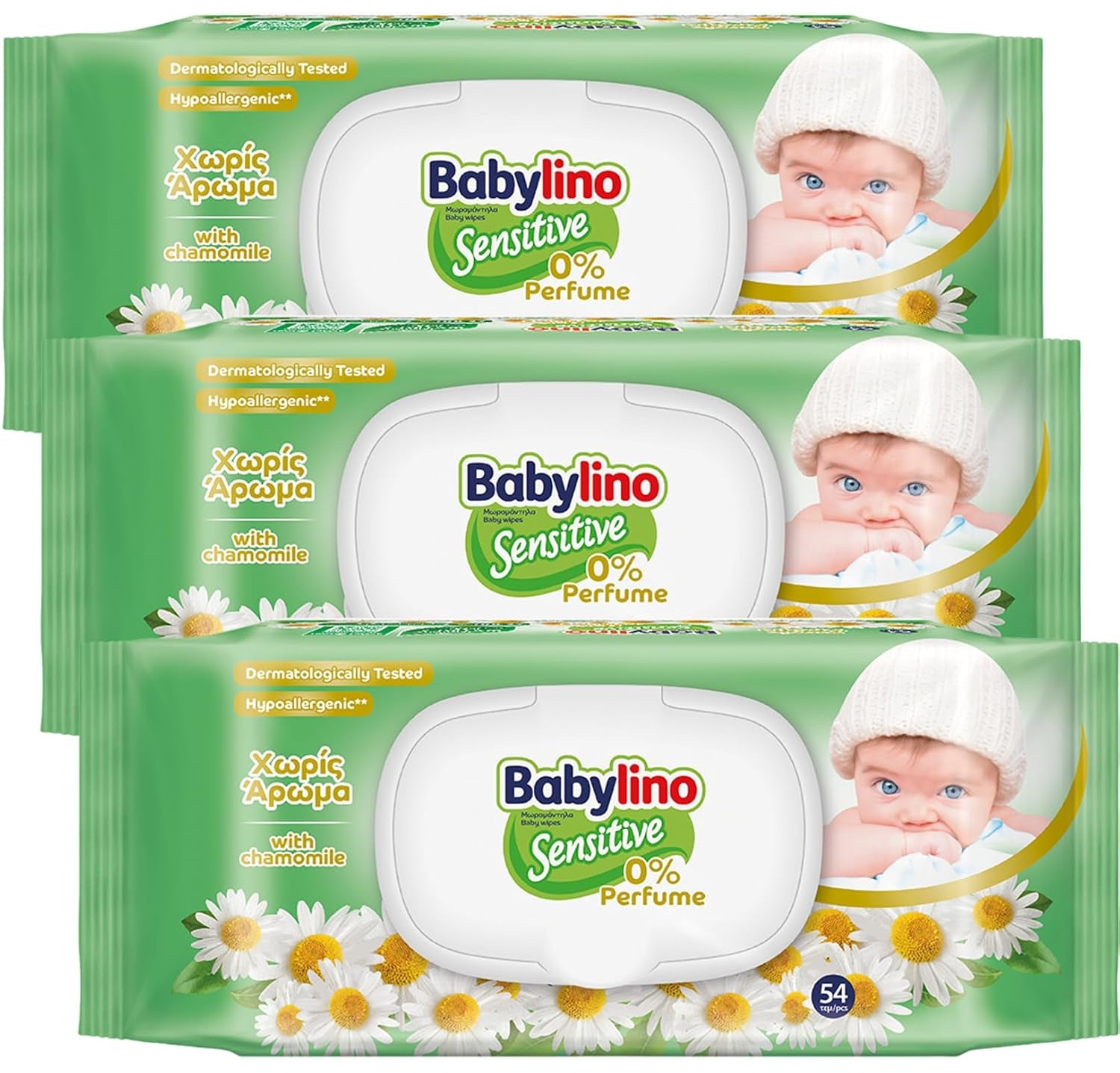 Sensitive babyservietter, 0% duft, 98% naturlig formel, der genopretter hudens pH-balance, friskhedsforsegling, 54 servietter