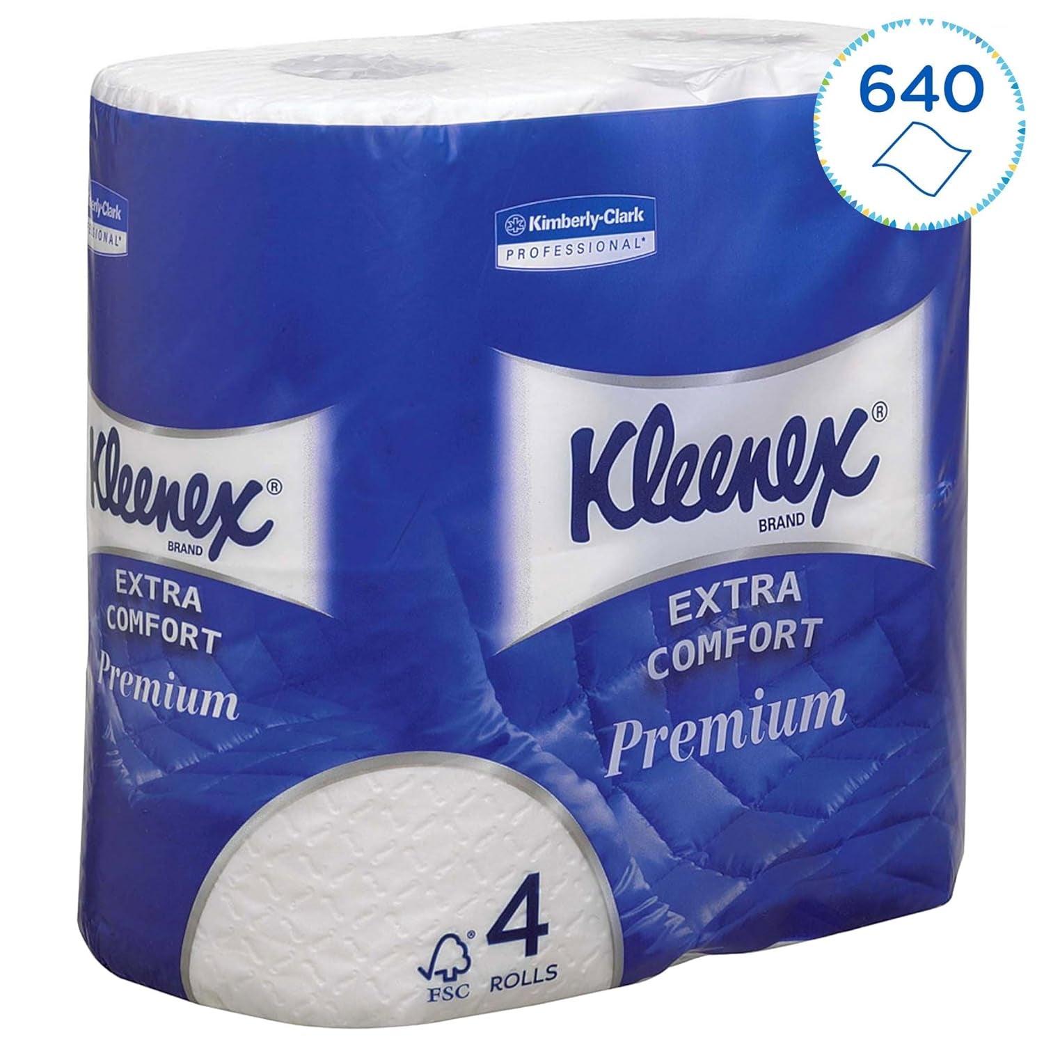 Kleenex Premium Role de hârtie igienică 8484, hârtie igienică 24 de role X 160 de foi umflate, hârtie igienică 4 straturi, 100% fibră pură, de înaltă calitate, rezistentă la rupere și moale (pachet cu 2)