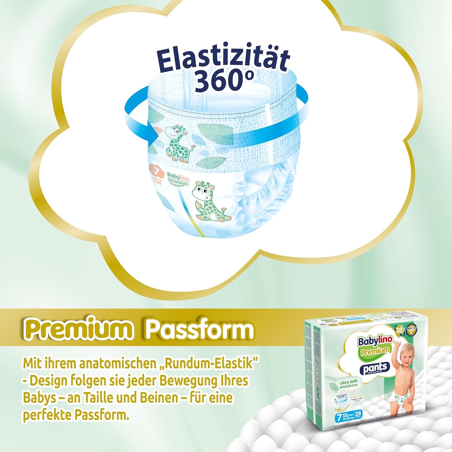 Premium bukser, størrelse 7, Ultra Soft Filter, XL Plus (15-25 kg), 28 stk.