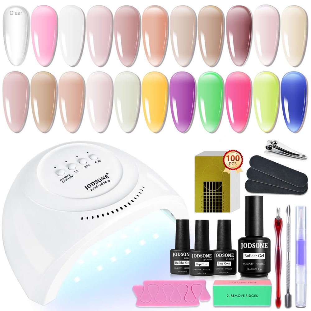 JODSONE 36-Teiliges Gel-Nagellack-Set, 32 Farben, Gel-Nagellack-Set, Basislack, Glänzend, Matt Und Glitzernder Decklack, Nagellack-Set, Grün, Blau, Rot, Rosa, Kollektion, Geschenke Für Frauen