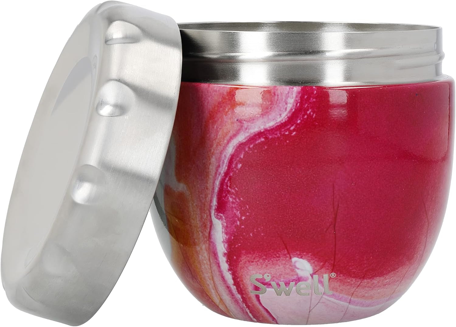 Bol pentru mâncare Eats 2 în 1 cu capac cu șurub, 636 ml, agat roz, sticlă de băut izolată triplu și rezistentă la scurgeri pentru deplasare, până la 11 ore rece/7 ore fierbinte Cutii depozitare alimente Naty Shop