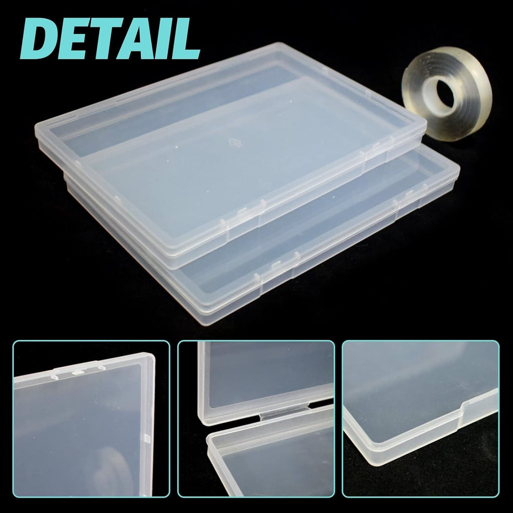 Cutie de depozitare pentru unghii artificiale cu 2 bucăți de bandă adezivă dublu adezivă de 30 cm, cutie transparentă dreptunghiulară, cutii de ambalare din plastic, recipient pentru vârfuri de unghii, unghii artificiale, 21,8 x 15,5 cm