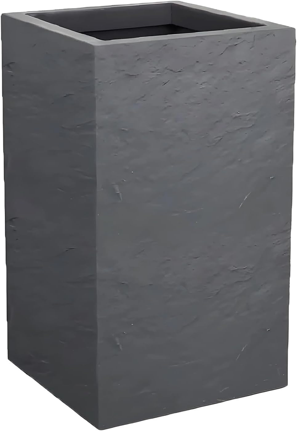 Ghiveci Volcania'Up, pătrat, înalt, 36 l, aspect piatră, perete simplu, rezervor de apă, 29,5 x 29,5 x 49,5 cm, gri antracit