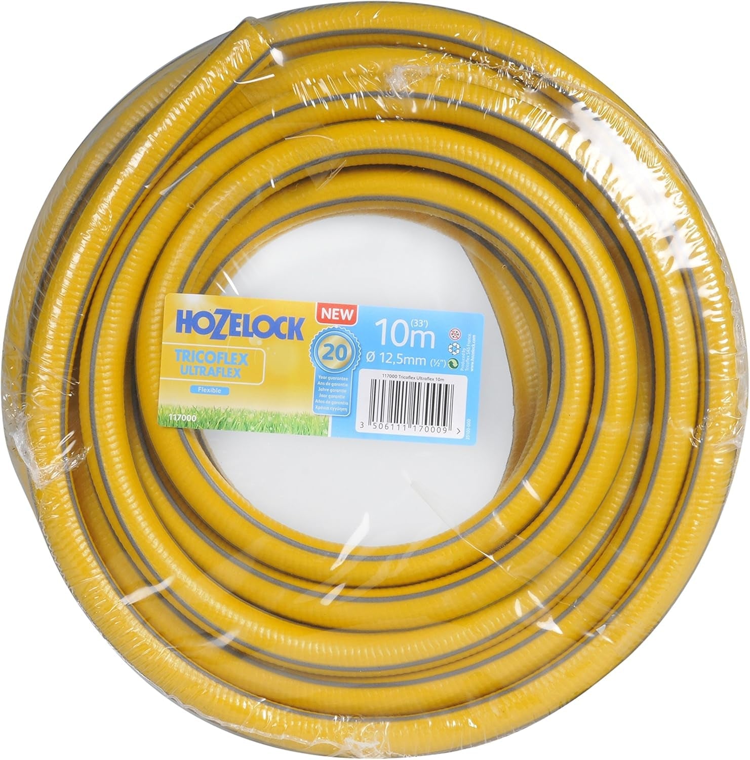 HOZELOCK - Furtun Tricoflex Ultraflex Ø 12,5 mm (1/2") 10 M: Furtun flexibil de grădină, rezistent la intemperii, anti-răsucire și anti-torsiune, fabricat din 40% PVC reciclat [117000]