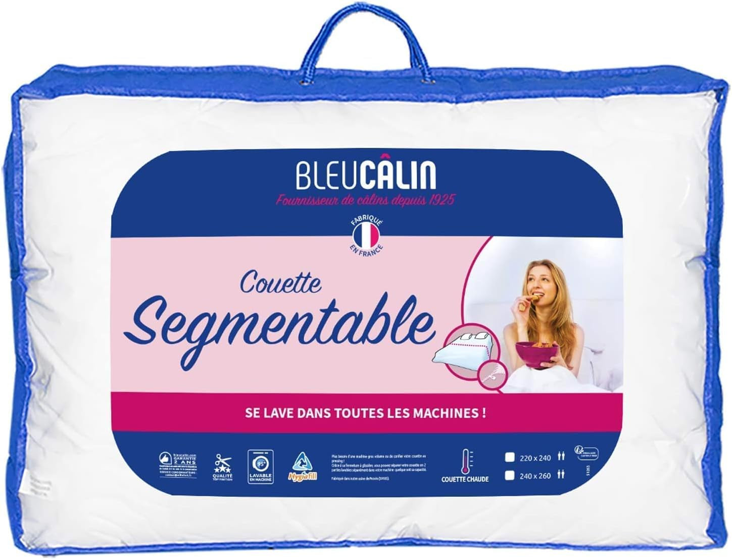 KSGB402460 Quiltet seng til 2 personer, let vaskbar, hvid, 220X240 cm Dyner og dyner Naty Shop