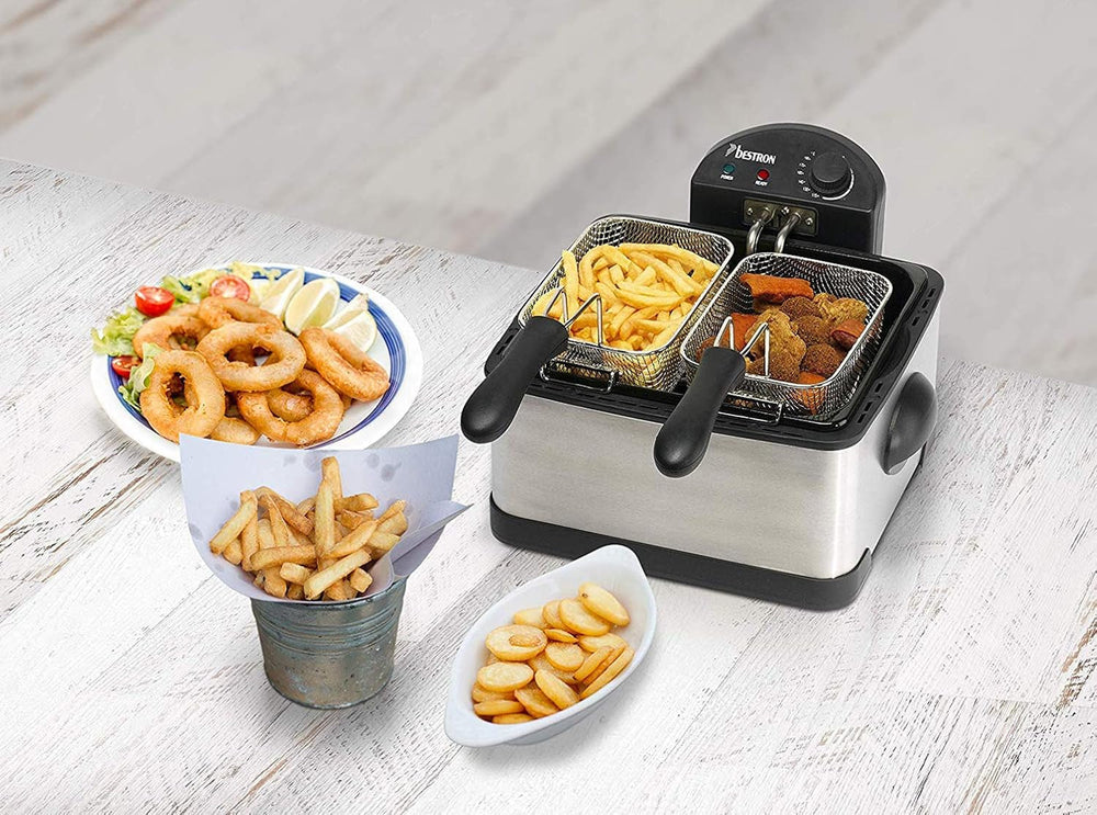 Oliefriture Bestron XL Med 3 friturekurve, Inklusiv koldzoneteknologi og aftagelig oliebeholder, 4 liter, 2000 W Hvidevarer Naty Shop