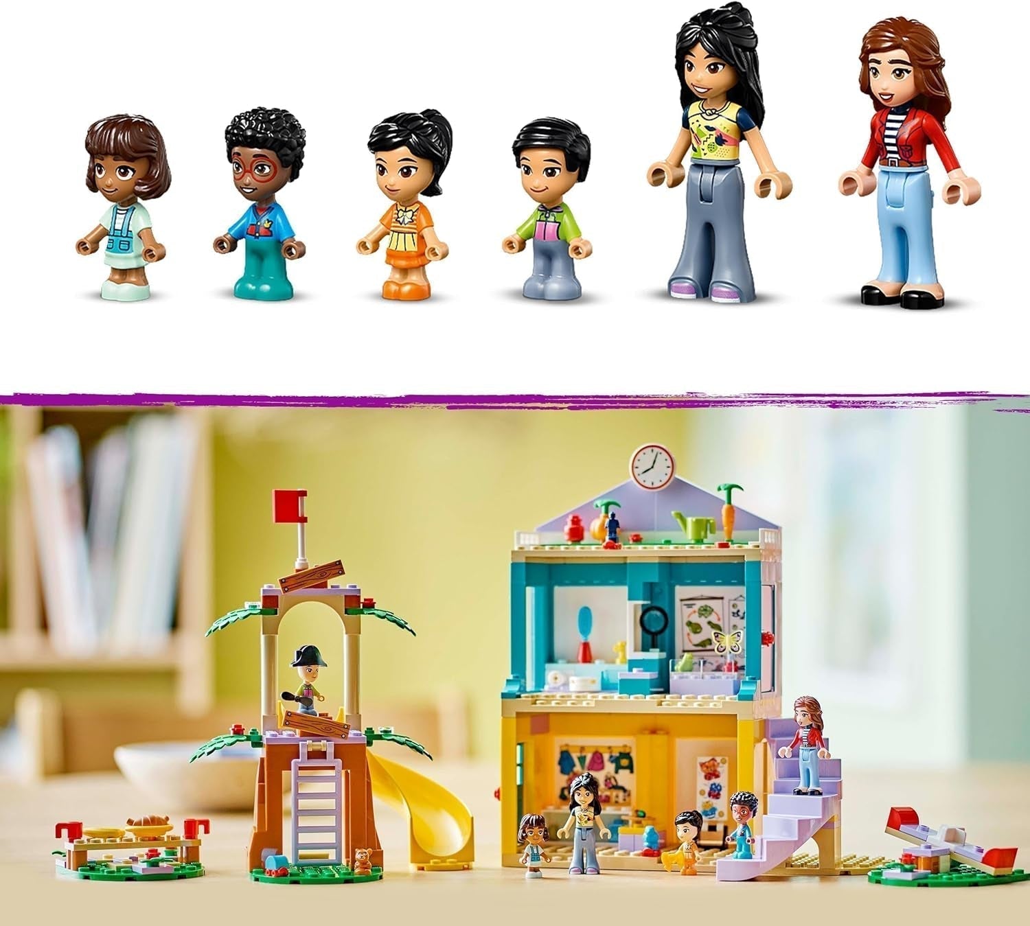LEGO Friends Heartlake City børnehave legesæt til piger og drenge 4 år kreativt rolleleg med 2 figurer og 4 mikrofigurer Socialt udviklingslegetøj 42636 Byggesæt Besuche den LEGO-Store